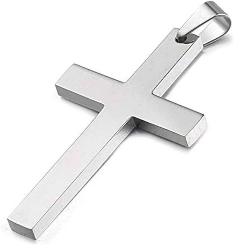Ouslier Store قلادة صليب بسيطة من الفضة الإسترلينية 925 للرجال والنساء - Image 1